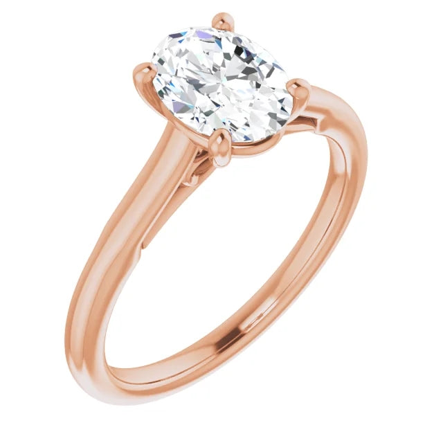 Four Claw Oval Solitaire Engagement Ring