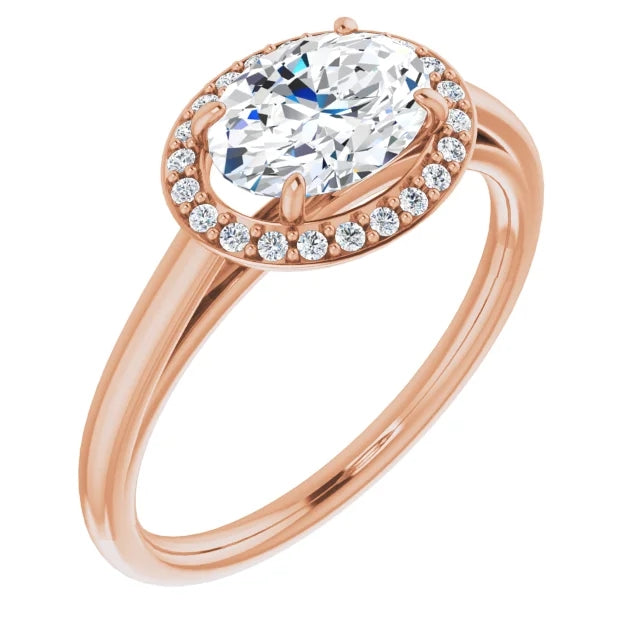 Oval East West Halo Style Engagement Ring