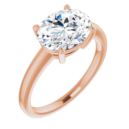 Oval East West Solitaire Style Engagement Ring