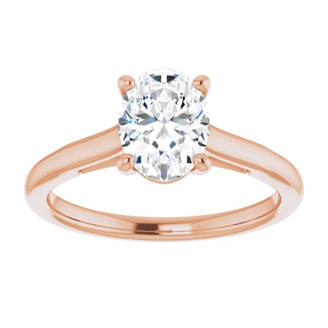 Four Claw Oval Solitaire Engagement Ring