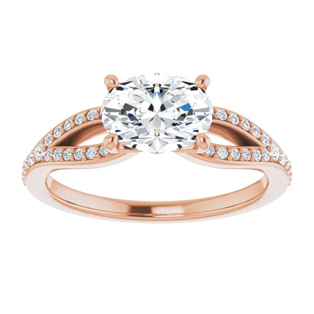 Oval East West Style Engagement Ring