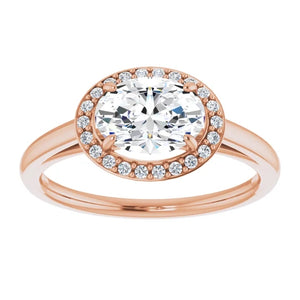 Oval East West Halo Style Engagement Ring