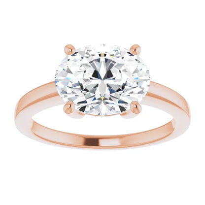 Oval East West Solitaire Style Engagement Ring