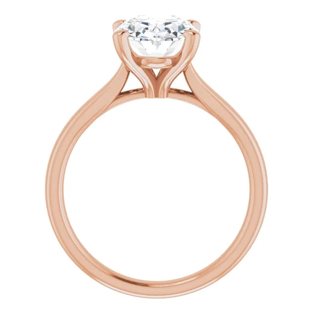 Four Claw Oval Solitaire Engagement Ring