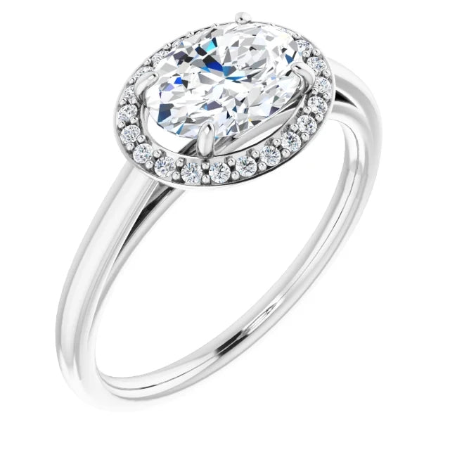 Oval East West Halo Style Engagement Ring