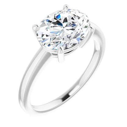 Oval East West Solitaire Style Engagement Ring