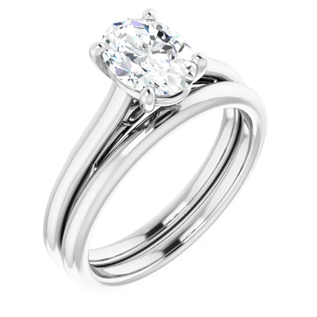 Four Claw Oval Solitaire Engagement Ring