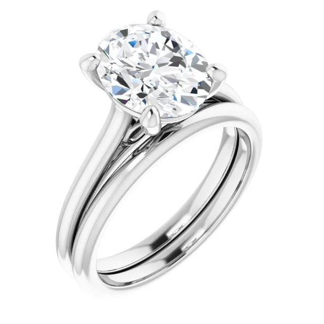 Four Claw Oval Solitaire Engagement Ring