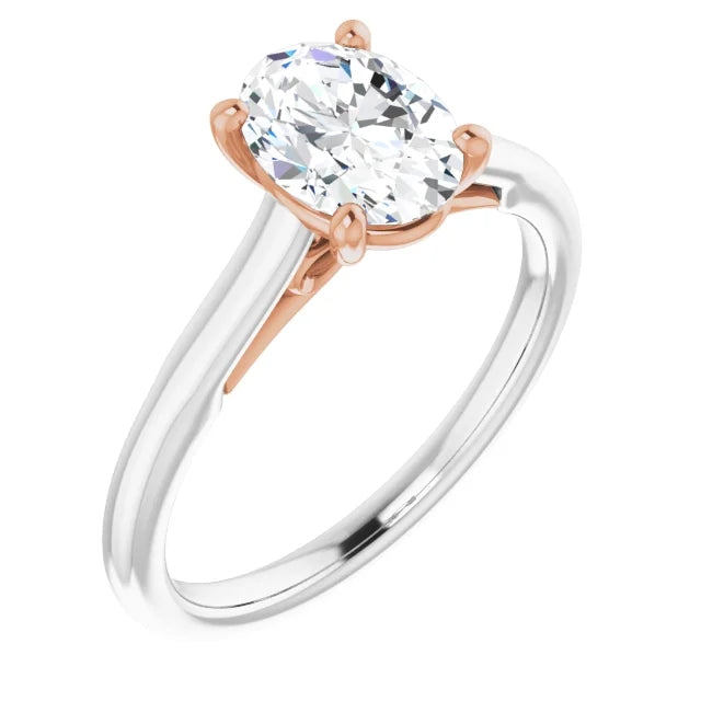 Four Claw Oval Solitaire Engagement Ring