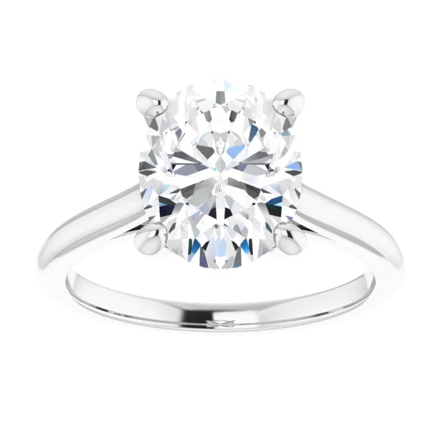 Four Claw Oval Solitaire Engagement Ring