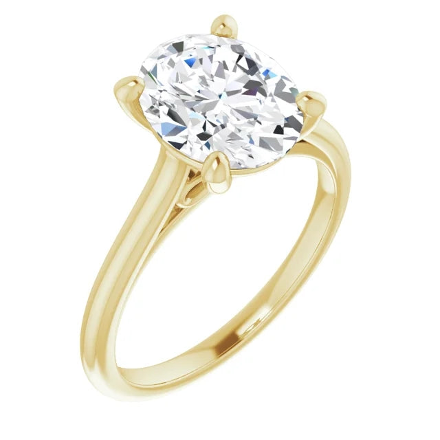 Four Claw Oval Solitaire Engagement Ring