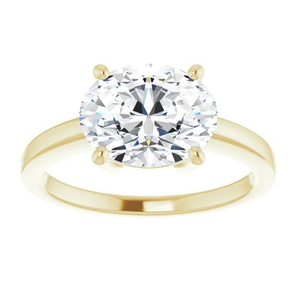 Oval East West Solitaire Style Engagement Ring