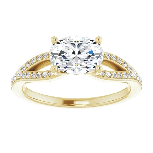 Oval East West Style Engagement Ring