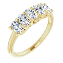Five Stone Oval Cut Moissanite Anniversary Band