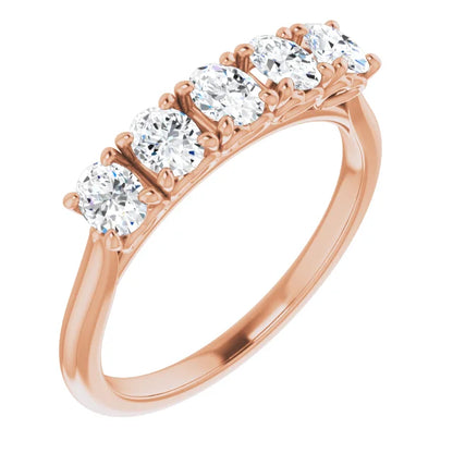Five Stone Oval Cut Moissanite Anniversary Band
