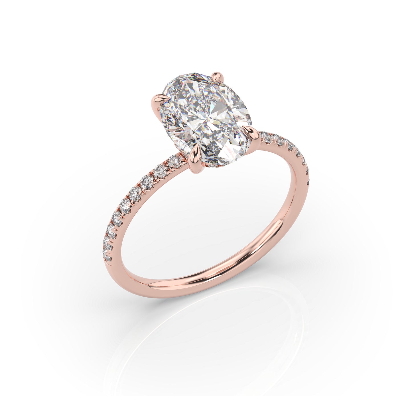 Oval Hidden Halo Engagement Ring