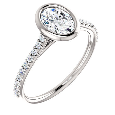 Oval Bezel Style Engagement Ring - I Heart Moissanites