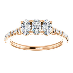 Oval Tri -Stone Style Engagement Ring - I Heart Moissanites