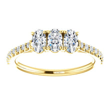 Oval Tri -Stone Style Engagement Ring - I Heart Moissanites