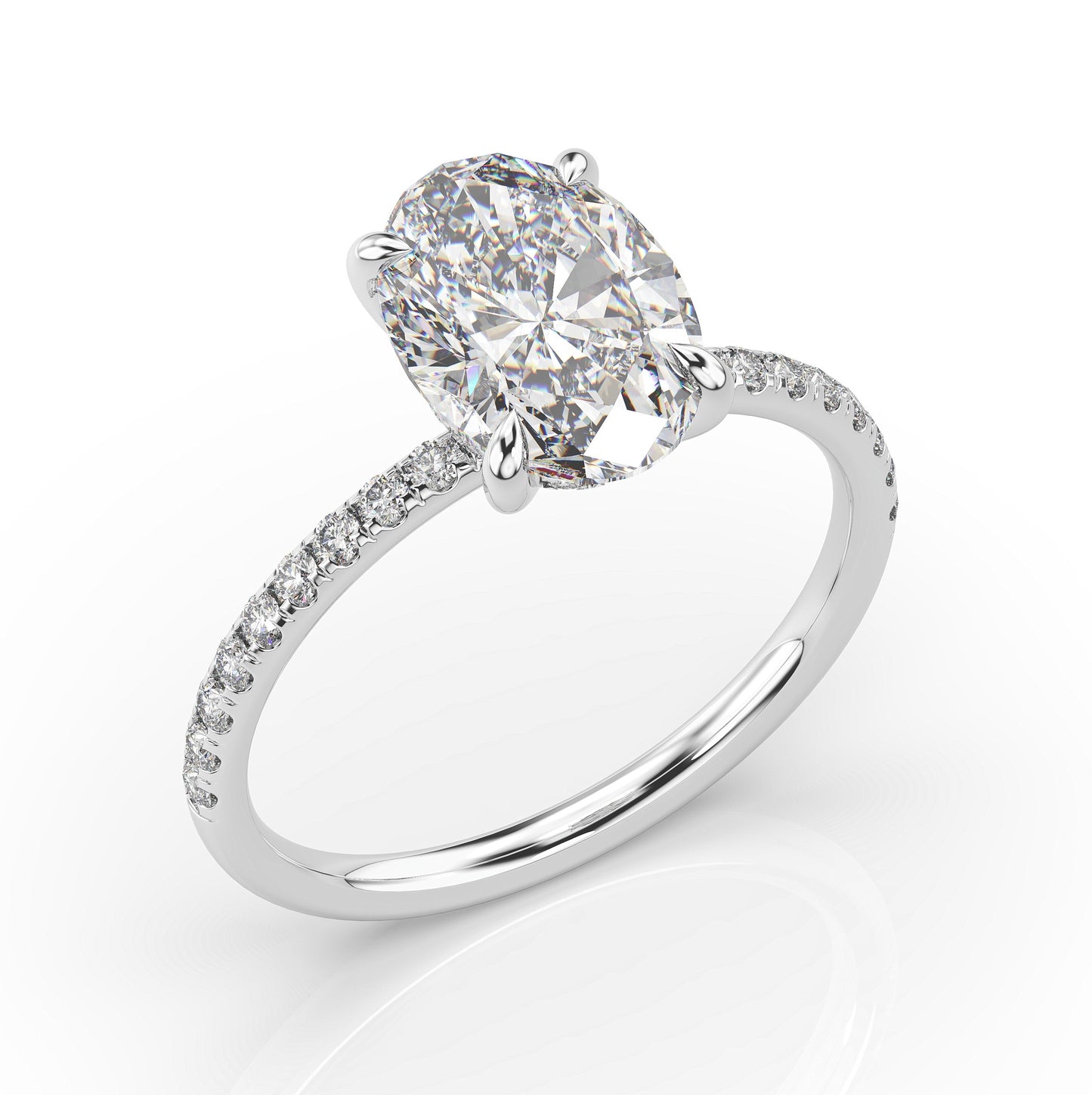 Oval Hidden Halo Engagement Ring