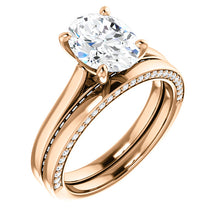 Oval Solitaire & Hidden Diamond Band Engagement Ring - I Heart Moissanites