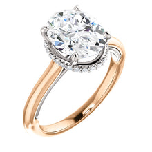 Oval Solitaire & Hidden Halo Engagement Ring - I Heart Moissanites