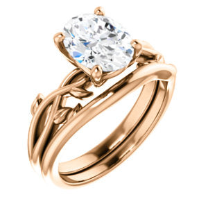 Oval Solitaire Leaf Design Engagement Ring - I Heart Moissanites