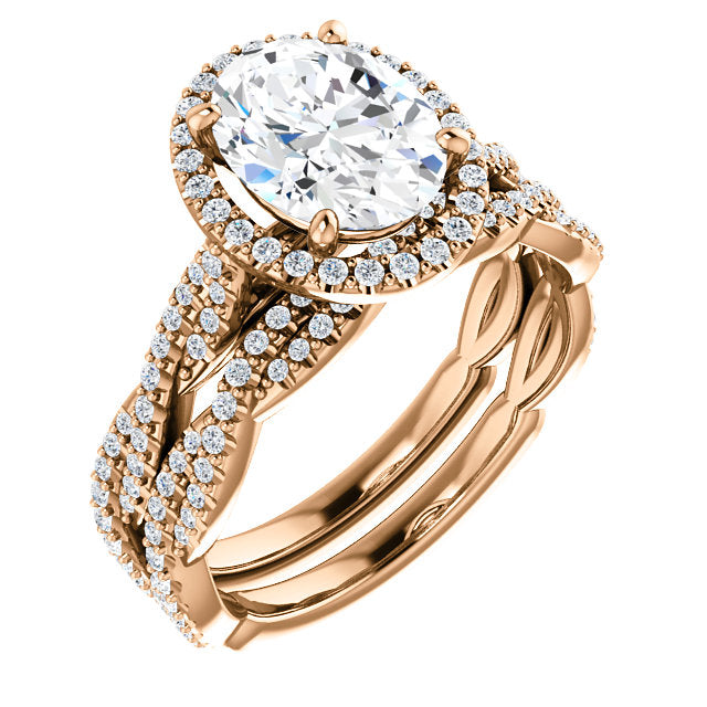 Oval Twist Halo Style Engagement Ring - I Heart Moissanites