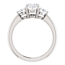 Oval Tri -Stone Style Pear Accent Engagement Ring - I Heart Moissanites