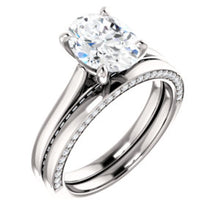 Oval Solitaire & Hidden Diamond Band Engagement Ring - I Heart Moissanites