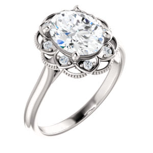Oval Antique Inspired Design Engagement Ring