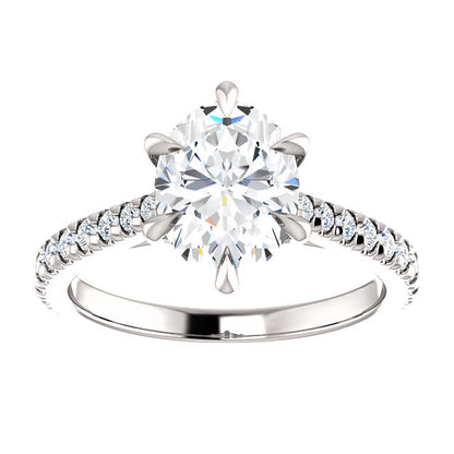 Oval Six Claw Set Style Engagement Ring - I Heart Moissanites