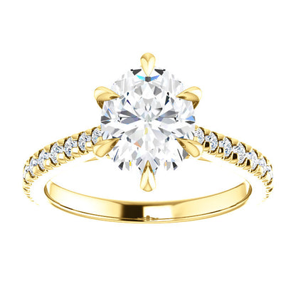 Oval Six Claw Set Style Engagement Ring - I Heart Moissanites