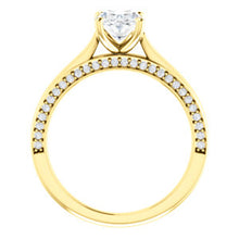 Oval Solitaire & Hidden Diamond Band Engagement Ring - I Heart Moissanites