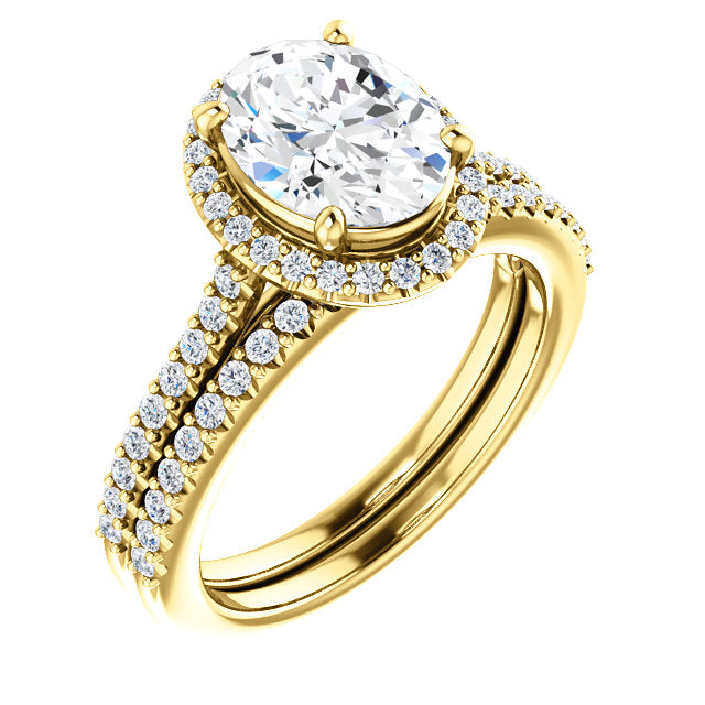 Oval Halo & Heart Style Engagement Ring - I Heart Moissanites