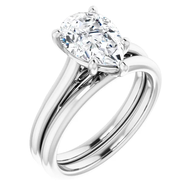 Five Claw Pear Solitaire Engagement Ring