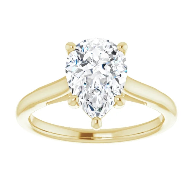 Five Claw Pear Solitaire Engagement Ring