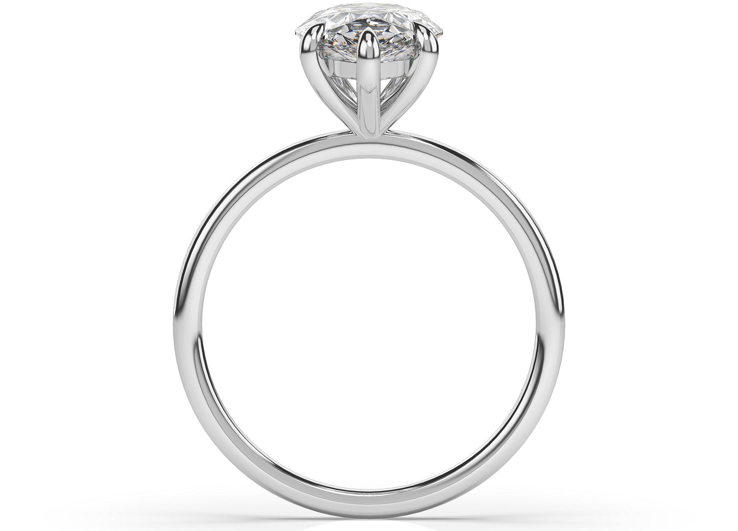 Pear Five Claw Thin Band Solitaire Engagement Ring