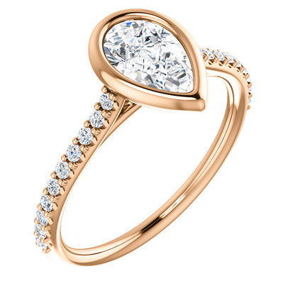 Pear Bezel Style Engagement Ring - I Heart Moissanites