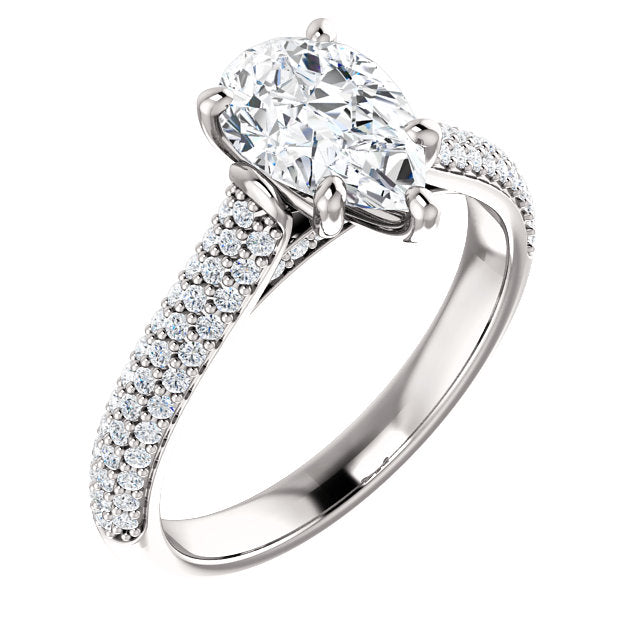 Pear Pave Style Engagement Ring - I Heart Moissanites