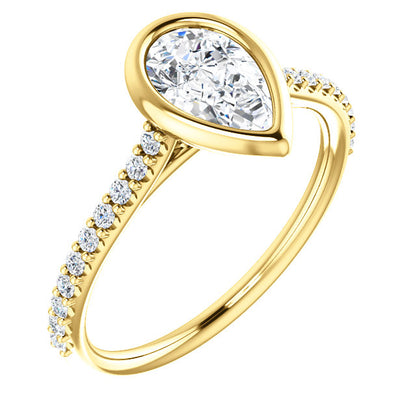 Pear Bezel Style Engagement Ring - I Heart Moissanites