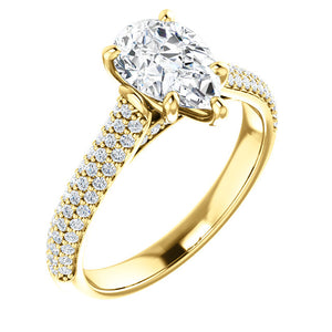 Pear Pave Style Engagement Ring - I Heart Moissanites