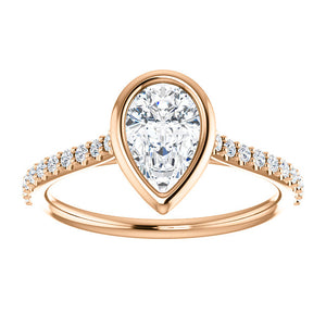 Pear Bezel Style Engagement Ring - I Heart Moissanites