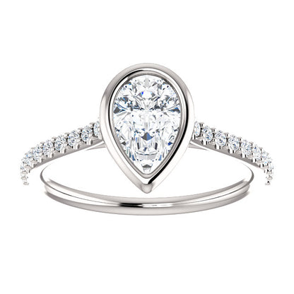Pear Bezel Style Engagement Ring - I Heart Moissanites