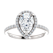 Pear Halo Style Engagement Ring - I Heart Moissanites