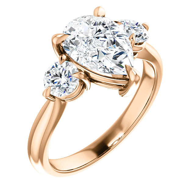 Pear Accent Engagement Ring - I Heart Moissanites