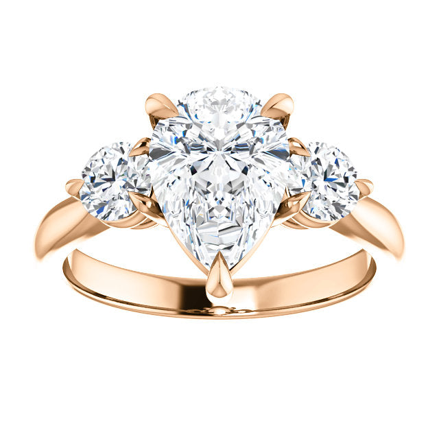 Pear Accent Engagement Ring - I Heart Moissanites