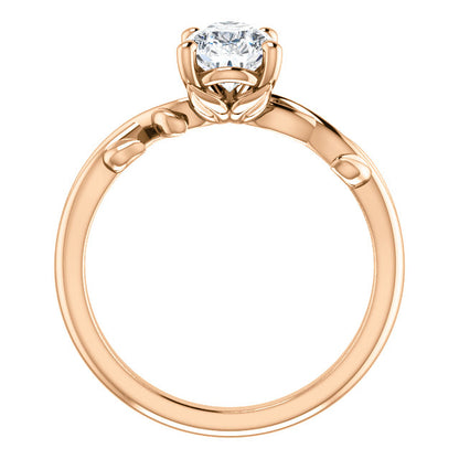 Pear Solitaire Leaf Design Engagement Ring - I Heart Moissanites