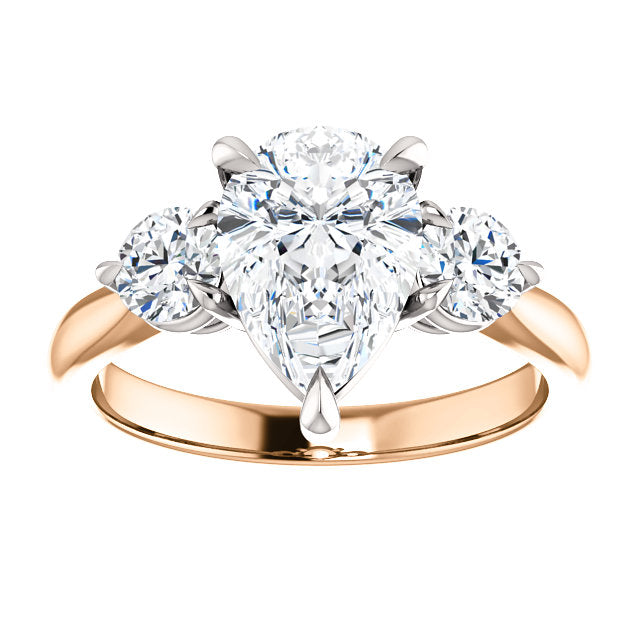 Pear Accent Engagement Ring - I Heart Moissanites