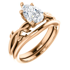 Pear Solitaire Leaf Design Engagement Ring - I Heart Moissanites
